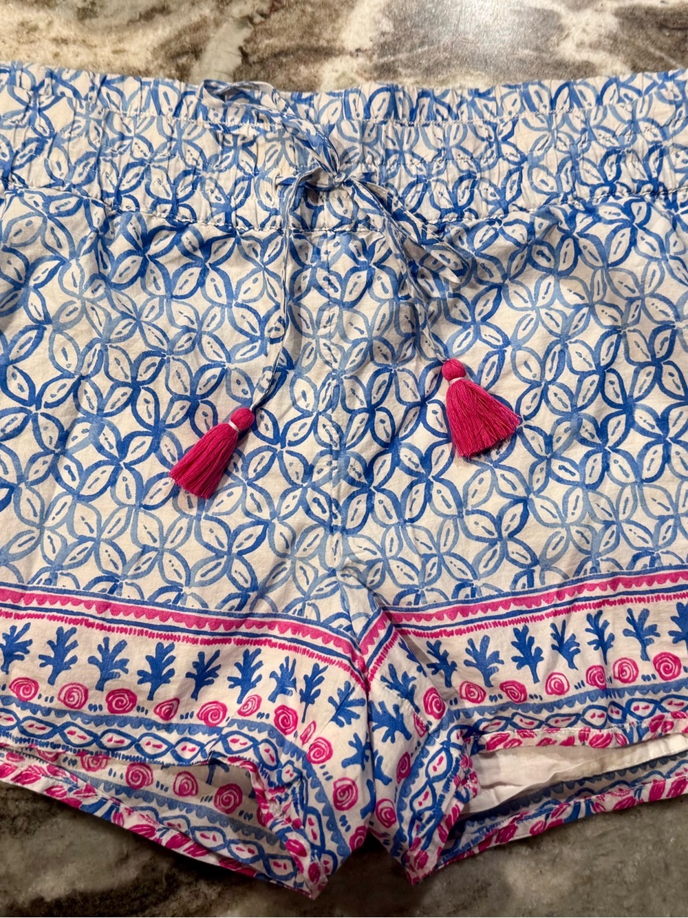 Vineyard Vines Blue & Pink Patterned Linen Shorts
